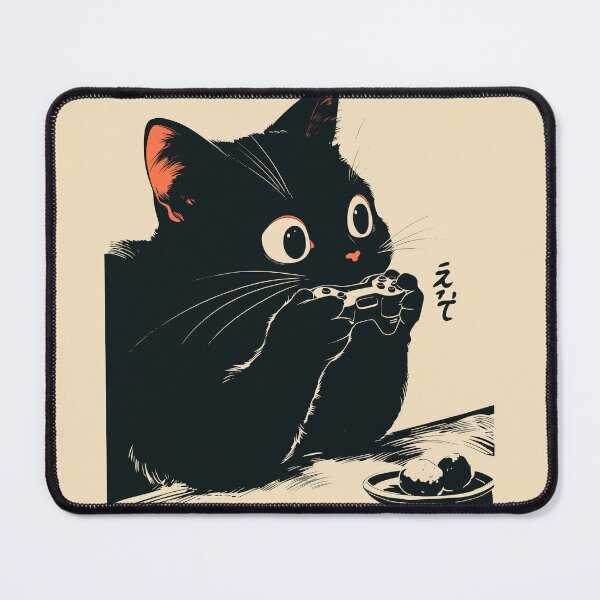 Item preview, Hungry Gamer Black Cat Snack And Video Games Japanese designed and sold by mustbewhy.