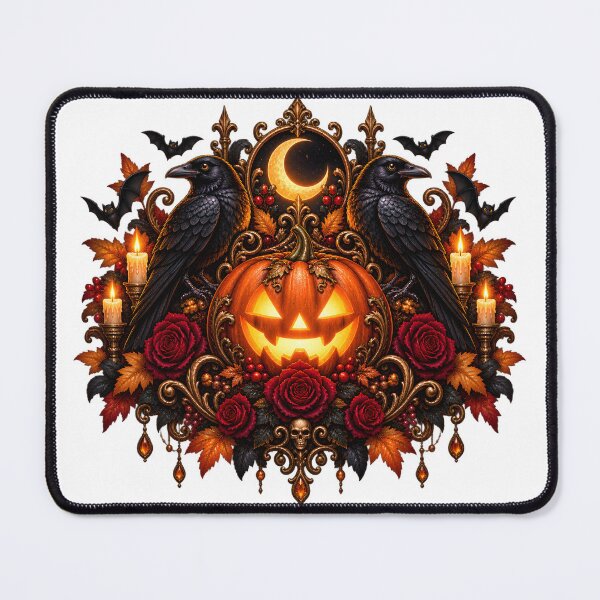 Item preview, Midnight Raven Pumpkin Crest – Gothic Halloween designed and sold by Clothes With Smiling Animals Walt Gral.