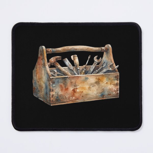 Item preview, Vintage Wooden Toolbox Watercolor Mechanic Tool Art designed and sold by bvdesignart.