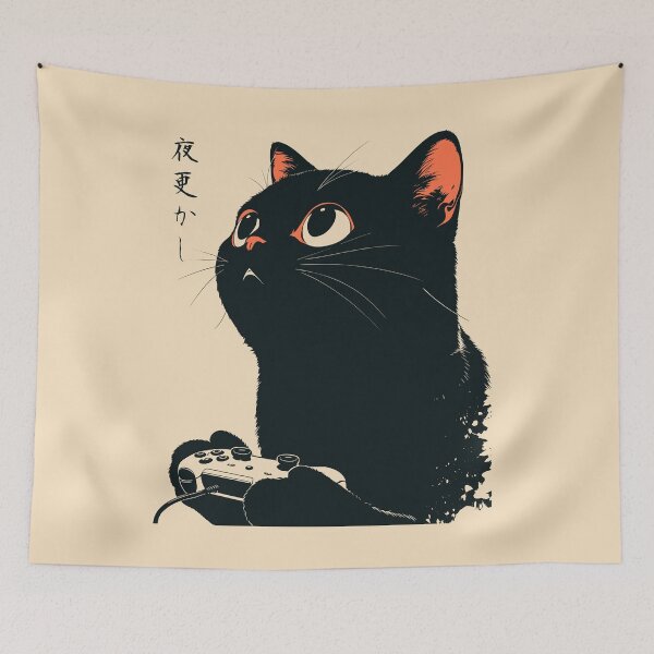Item preview, Late Night Gamer Black Cat Controller Japanese designed and sold by mustbewhy.
