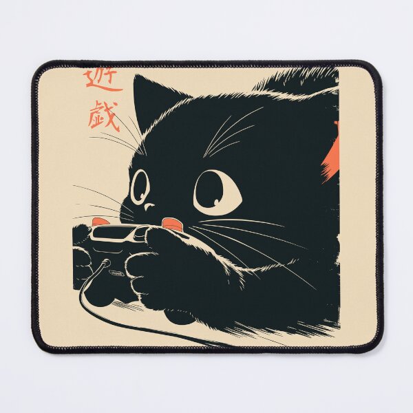 Item preview, Intense Gamer Black Cat Playing Video Games Japanese designed and sold by mustbewhy.