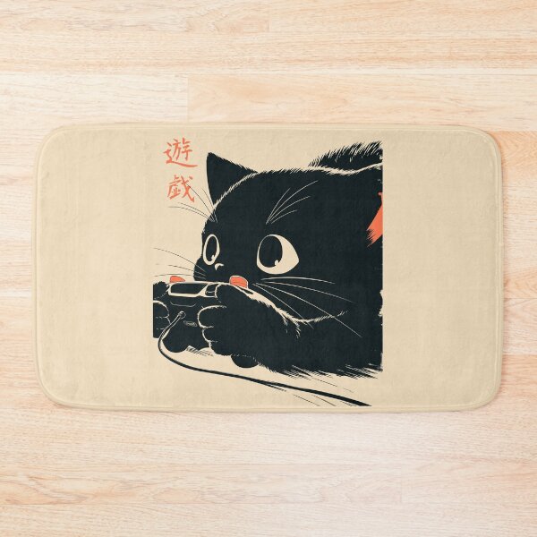 Item preview, Intense Gamer Black Cat Playing Video Games Japanese designed and sold by mustbewhy.