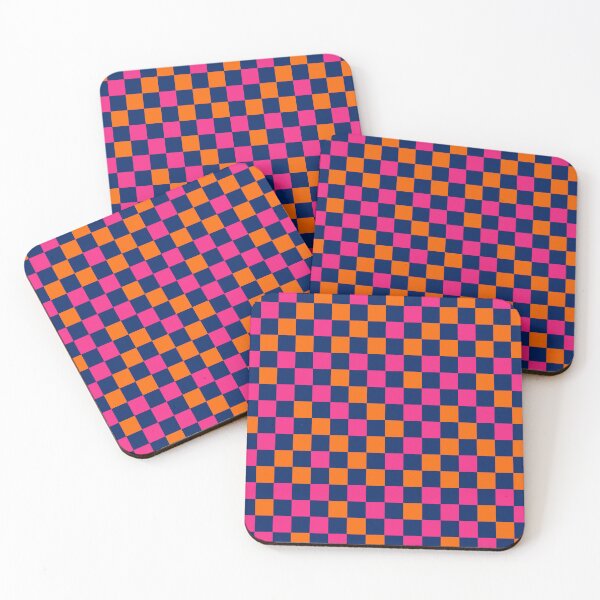 Item preview, Orange And Pink On Navy Blue Checkered  Design   designed and sold by PatternTitan.