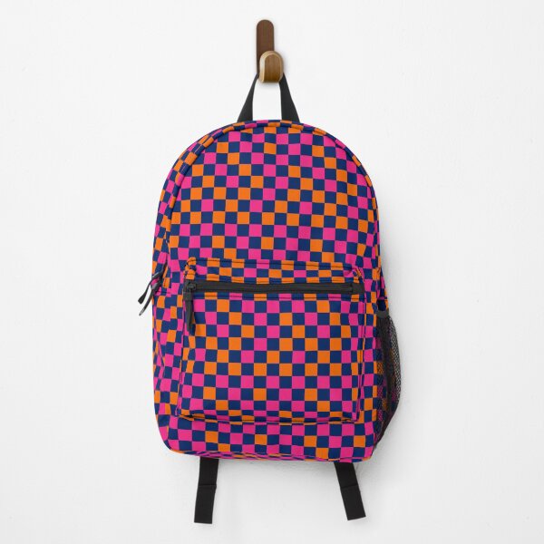 Item preview, Orange And Pink On Navy Blue Checkered  Design   designed and sold by PatternTitan.
