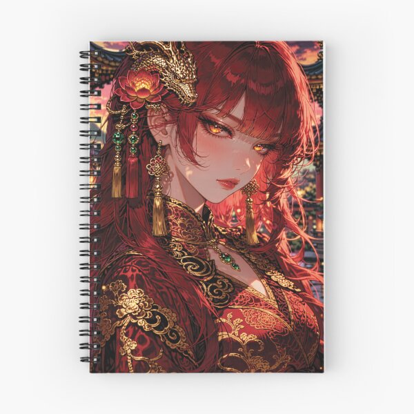 Item preview, Anime Crimson Haired Qipao Girl with Jade Dragon Hairpin designed and sold by RGB-crayon.