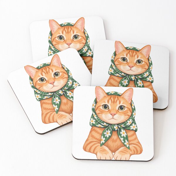 Item preview, Cute Orange Tabby Cat in Floral Headscarf designed and sold by wecrea.