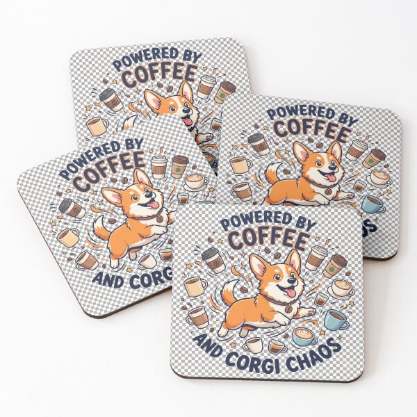 Item preview, Powered by Coffee and Corgi Chaos designed and sold by beingdipak.