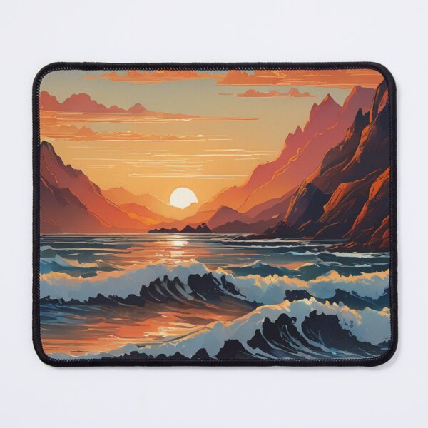 Item preview, Warm Sunset Light Across a Mountainous Ocean Landscape. designed and sold by MissYouONLY.