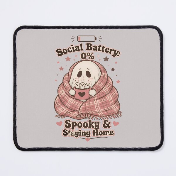 Item preview, Social Battery 0% – Cute Ghost with Hot Cocoa designed and sold by Art-Arcade6.