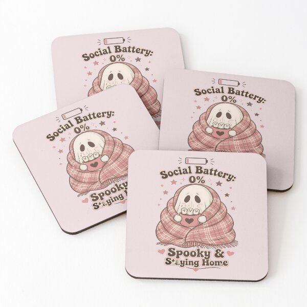 Item preview, Social Battery 0% – Cute Ghost with Hot Cocoa designed and sold by Art-Arcade6.
