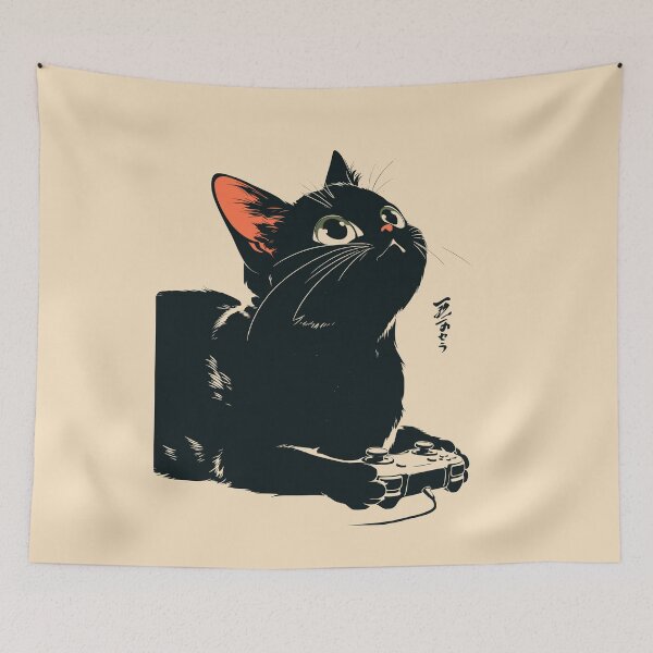 Item preview, Chill Gamer Black Cat Console Controller Japanese Vintage designed and sold by mustbewhy.