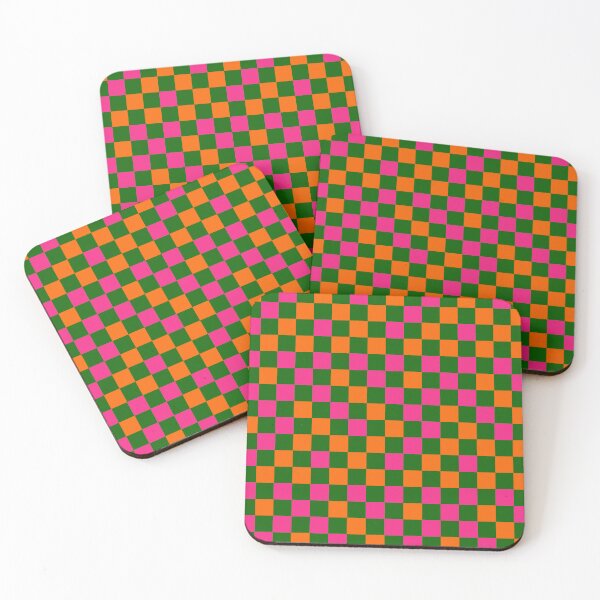 Item preview, Orange And Pink On Green Checkered  Design   designed and sold by PatternTitan.