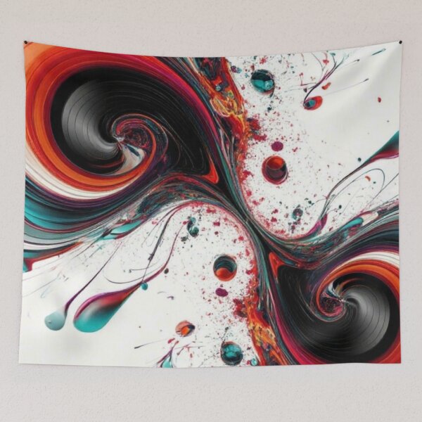 Item preview, Dynamic Abstract Fluid Swirl — Vibrant Orange Teal Acrylic Pour Paint Splash designed and sold by LYAN-STORE.