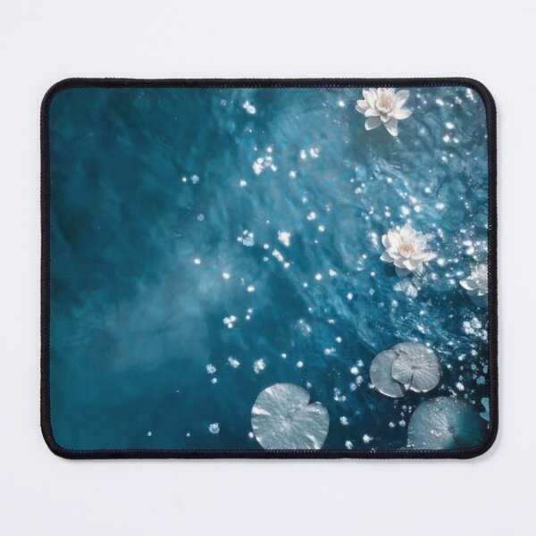 Item preview, Serene Blue Water Lilies Pond with Sparkling Sunlight Bokeh — Lotus Floral Aesthetic designed and sold by LYAN-STORE.