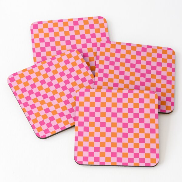 Item preview, Orange And Pink On Soft Pink Checkered Pattern   designed and sold by PatternTitan.