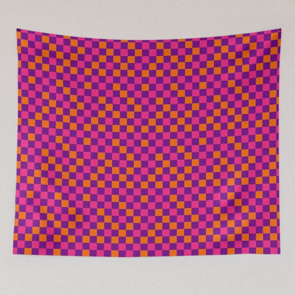 Item preview, Orange And Pink On Purple Checkered Pattern   designed and sold by PatternTitan.