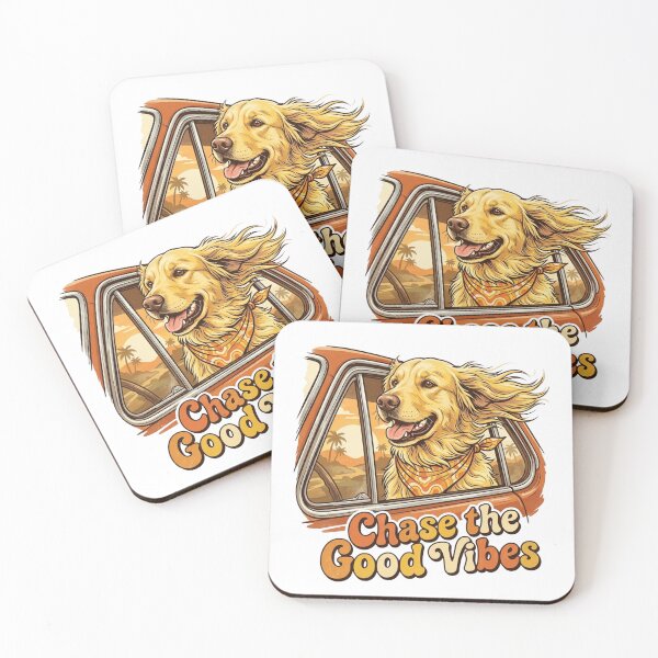 Item preview, Chase the Good Vibes - Retro Golden Retriever Car Ride Art designed and sold by Sanan Israyilli.