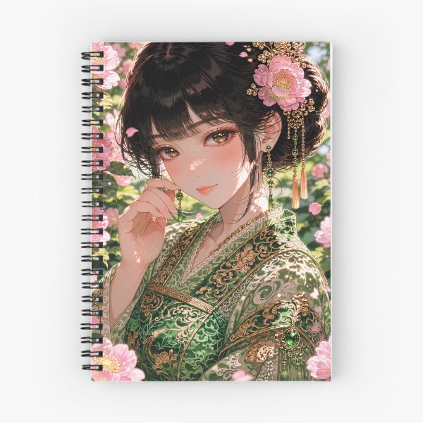 Item preview, Black Haired Anime Girl Adjusting Peony Hairpin designed and sold by RGB-crayon.