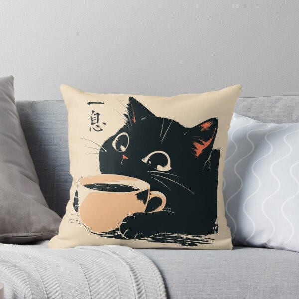Item preview, Cozy Black Cat Coffee Cup Japanese Aesthetic designed and sold by mustbewhy.