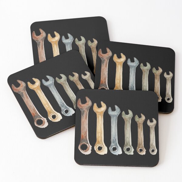 Item preview, Vintage Watercolor Wrench Mechanic Tool Set Art designed and sold by bvdesignart.