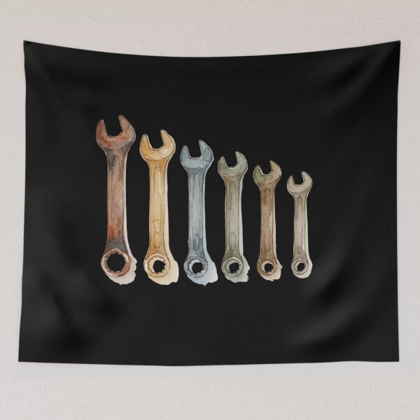 Item preview, Vintage Watercolor Wrench Mechanic Tool Set Art designed and sold by bvdesignart.