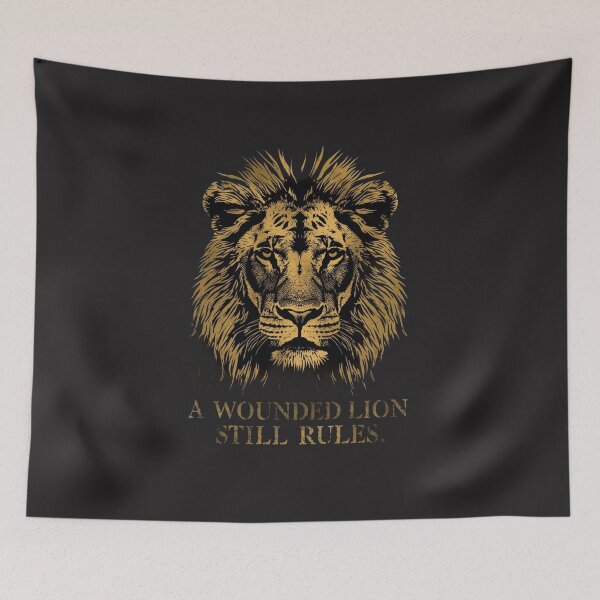 Item preview, A Wounded Lion Still Rules - Mental Toughness Resilience Quote Grunge Lion Art designed and sold by Bennie Singh.