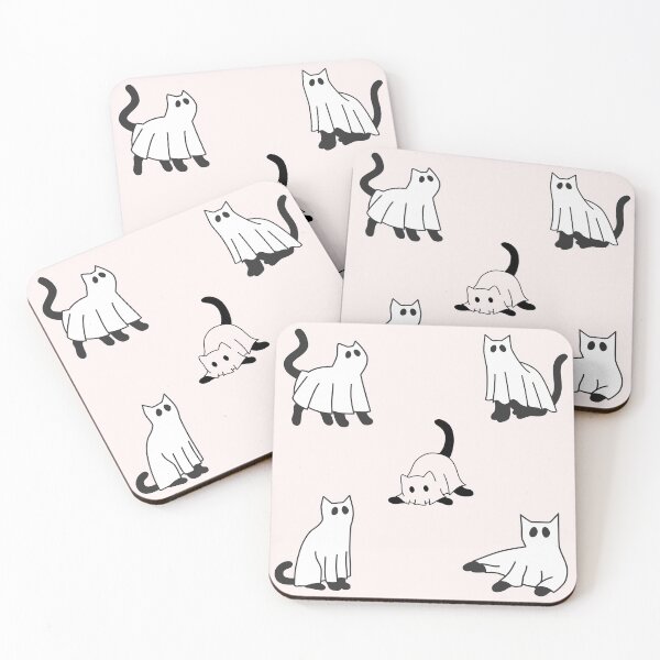Item preview, sheet ghost cats designed and sold by Neadoodles.