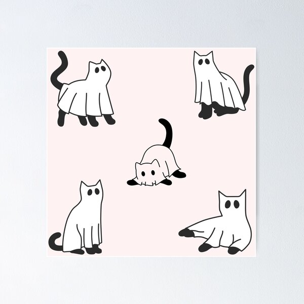 Item preview, sheet ghost cats designed and sold by Neadoodles.