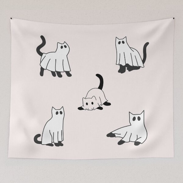 Item preview, sheet ghost cats designed and sold by Neadoodles.