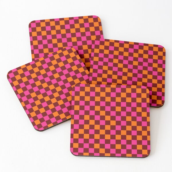 Item preview, Orange And Pink On Red Checkered Pattern   designed and sold by PatternTitan.