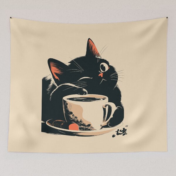 Item preview, Happy Black Cat Hugging Coffee Mug Japanese designed and sold by mustbewhy.