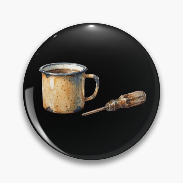 Item preview, Vintage Coffee Cup And Rusty Screwdriver Watercolor Art designed and sold by bvdesignart.