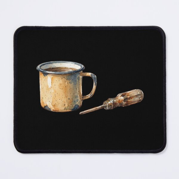 Item preview, Vintage Coffee Cup And Rusty Screwdriver Watercolor Art designed and sold by bvdesignart.