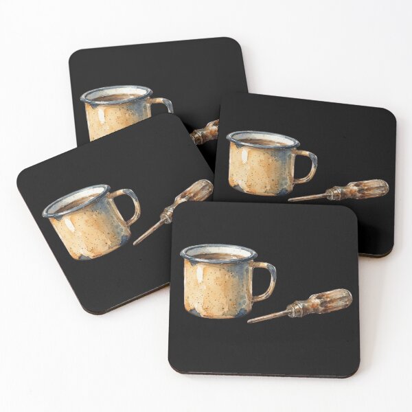 Item preview, Vintage Coffee Cup And Rusty Screwdriver Watercolor Art designed and sold by bvdesignart.