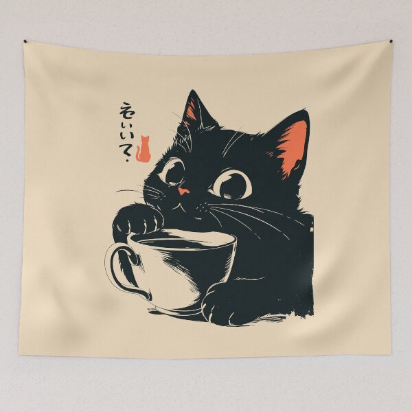 Item preview, Black Cat Paws Coffee Cup Japanese Vintage designed and sold by mustbewhy.