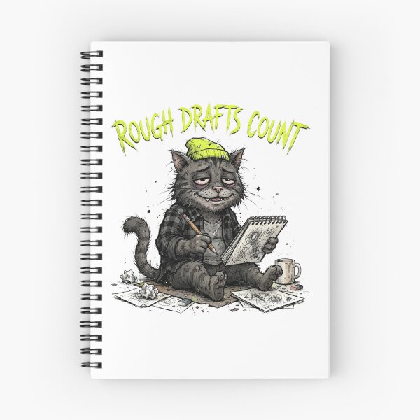 Item preview, Rough Drafts Count - Tired Artist Cat Sketching Illustration designed and sold by Sanan Israyilli.