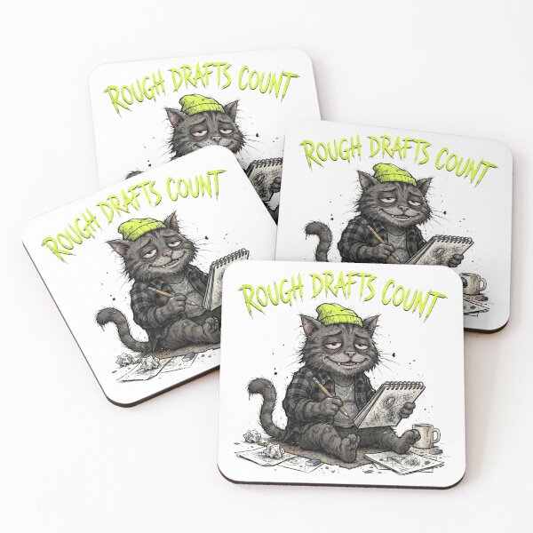 Item preview, Rough Drafts Count - Tired Artist Cat Sketching Illustration designed and sold by Sanan Israyilli.