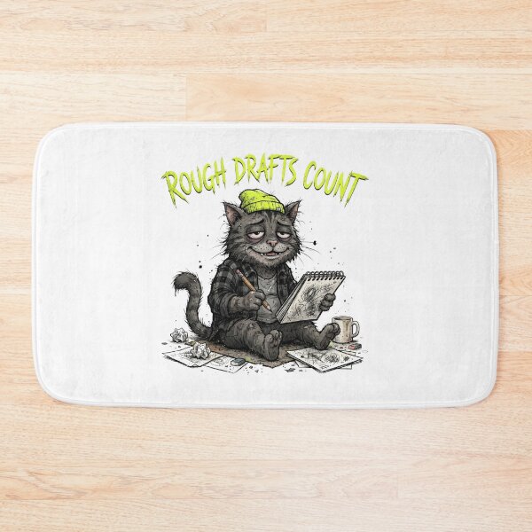 Item preview, Rough Drafts Count - Tired Artist Cat Sketching Illustration designed and sold by Sanan Israyilli.