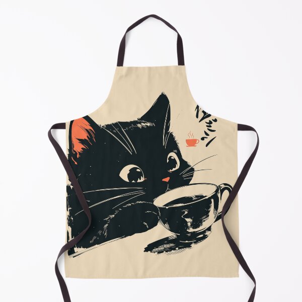 Item preview, Black Cat Drinking Coffee Japanese Retro designed and sold by mustbewhy.