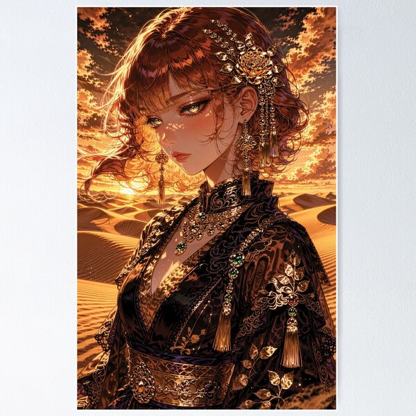 Item preview, Copper Haired Anime Girl Crossing Sand Dunes designed and sold by RGB-crayon.