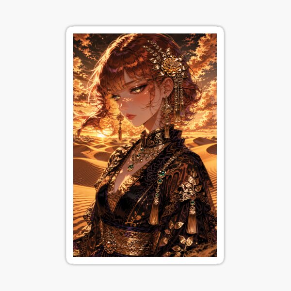 Item preview, Copper Haired Anime Girl Crossing Sand Dunes designed and sold by RGB-crayon.