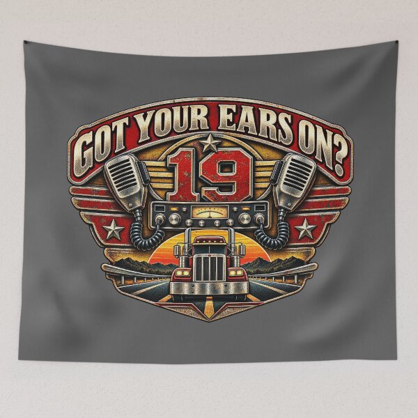 Item preview, Got Your Ears On Channel 19 CB Radio - Vintage Trucker Shield Emblem Art designed and sold by NomadForge.