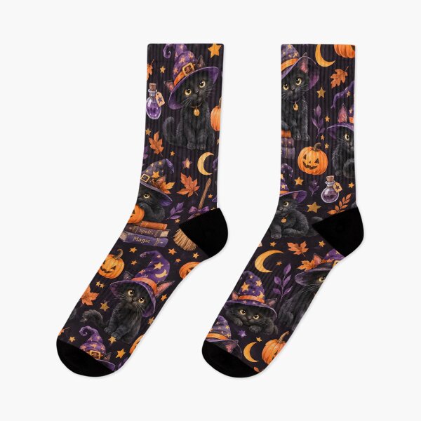 Item preview, Cute Black Witch Cats Halloween Pattern designed and sold by blankTeeShirt.