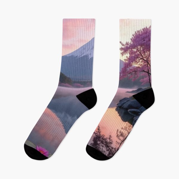 Item preview, Morning Mist at Sakura Lake - Mountain Serenity designed and sold by nhk999.