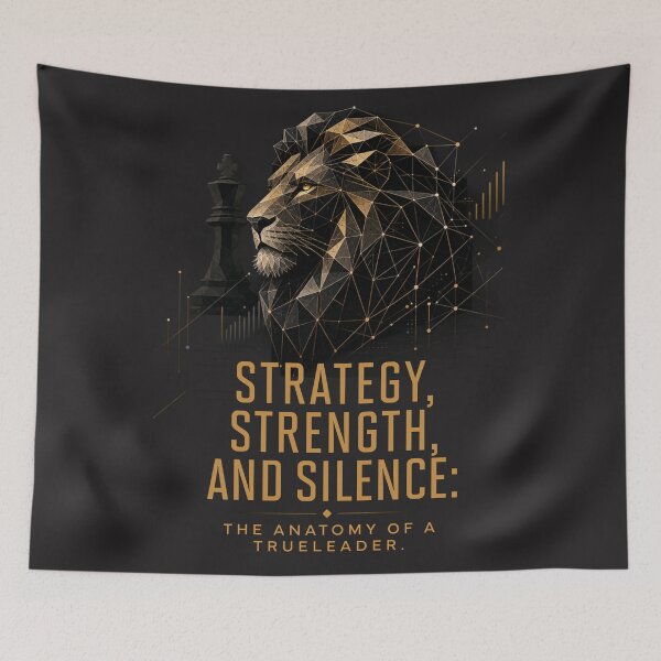Item preview, Strategy Strength And Silence The Anatomy Of A True Leader - Geometric Lion Chess Art designed and sold by Bennie Singh.