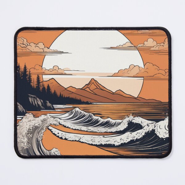 Item preview, Vintage Inspired Seascape with A Giant Sun. designed and sold by MissYouONLY.