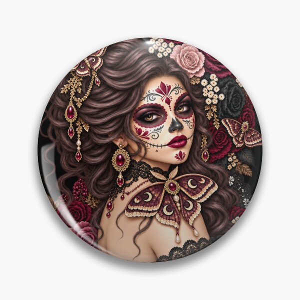 Item preview, Catrina with Moths – Gothic Día de los Muertos Familiar designed and sold by Lichtisign.