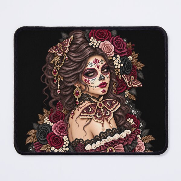 Item preview, Catrina with Moths – Gothic Día de los Muertos Familiar designed and sold by Lichtisign.