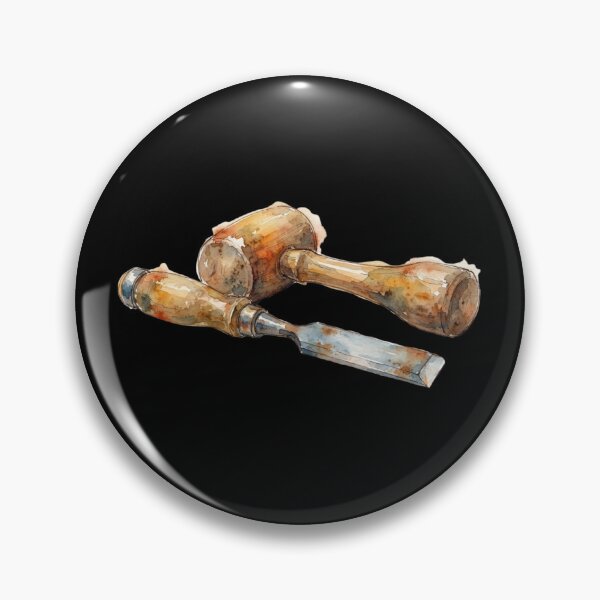 Item preview, Vintage Woodworking Mallet And Chisel Watercolor Art designed and sold by bvdesignart.