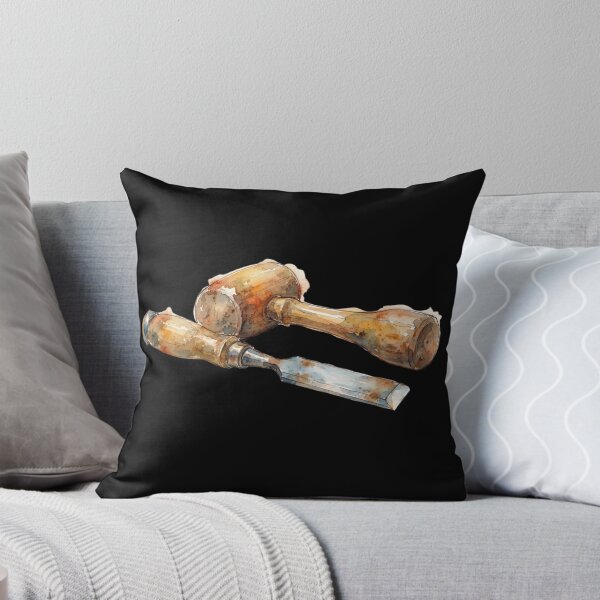 Item preview, Vintage Woodworking Mallet And Chisel Watercolor Art designed and sold by bvdesignart.